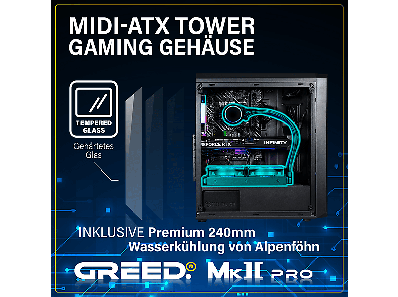 GREED MK2 Pro AMD - 32GB RAM, Gaming PC mit AMD Ryzen™ 7 Ryzen 7 5700X Prozessor, 32 GB RAM, 1 TB SSD, NVIDIA GeForce RTX™ 5070, Windows 11 Pro - Image 2