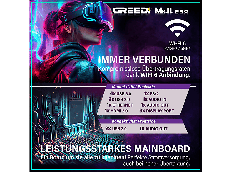 GREED MK2 Pro AMD - 32GB RAM, Gaming PC mit AMD Ryzen™ 7 Ryzen 7 5700X Prozessor, 32 GB RAM, 1 TB SSD, NVIDIA GeForce RTX™ 5070, Windows 11 Pro - Image 5