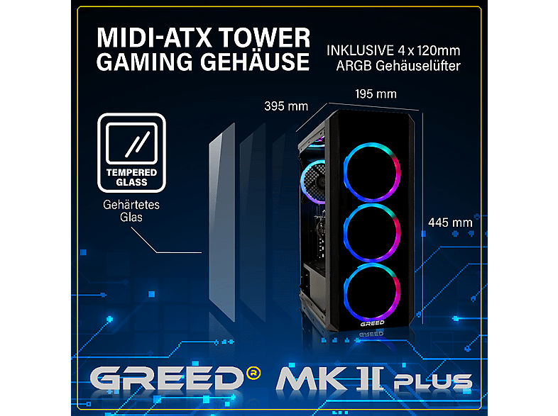 GREED MK2 Plus AMD - 4K, Gaming PC mit AMD Ryzen™ 7 7 5700X Prozessor, 32 GB RAM, 1 TB SSD, AMD Radeon™ RX 9060 XT, Windows 11 Pro - Image 2