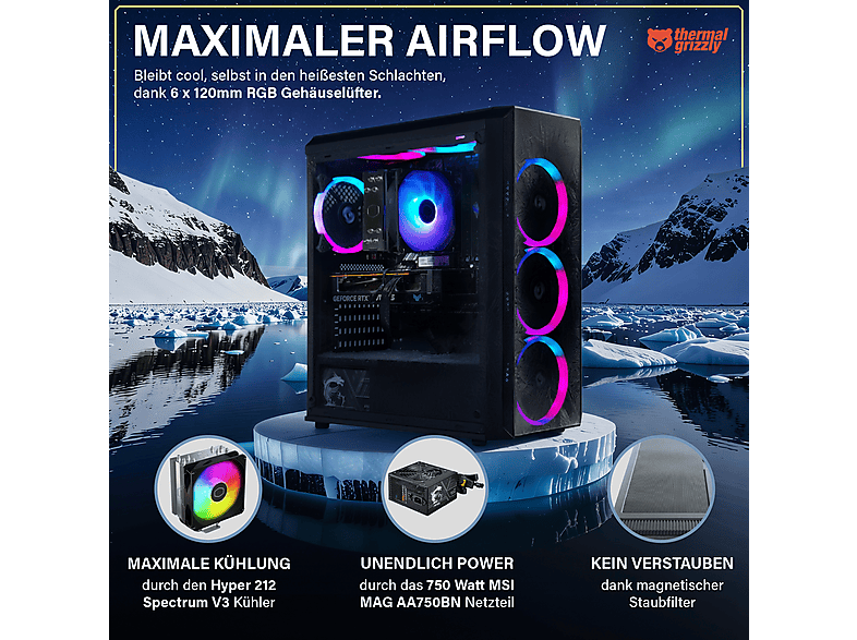GREED MK2 Plus AMD - 4K, Gaming PC mit AMD Ryzen™ 7 7 5700X Prozessor, 32 GB RAM, 1 TB SSD, AMD Radeon™ RX 9060 XT, Windows 11 Pro - Image 4