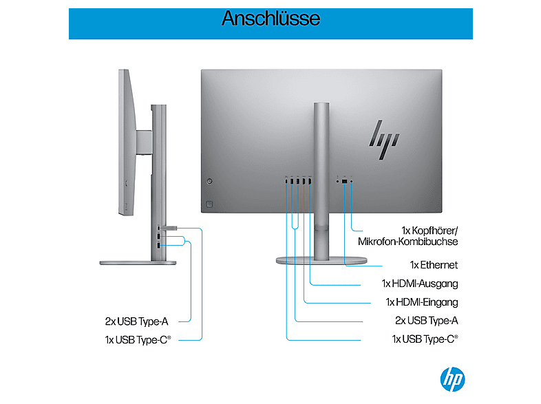HP OmniStudio X 27-cs0770ng, All in One PC mit 27 Zoll Display, Intel® Core™ Ultra 7 Prozessor, 32 GB RAM, 1000 GB SSD, Silber - Image 4
