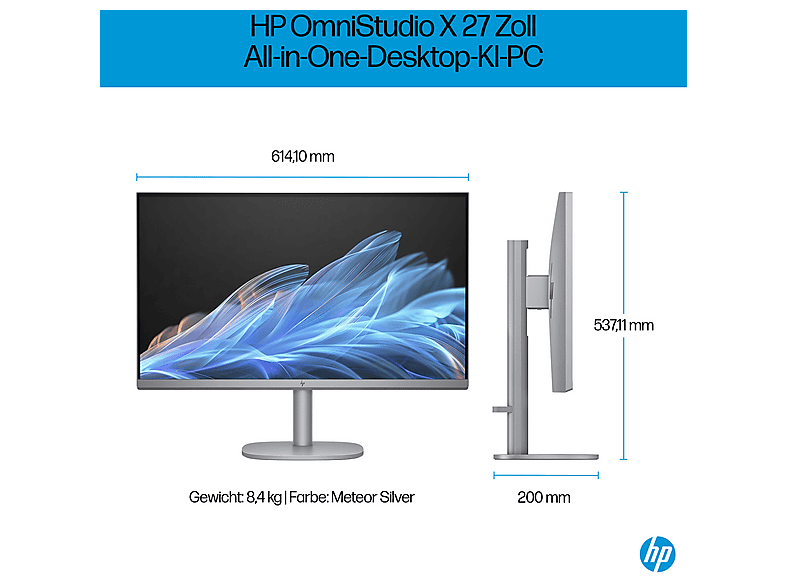 HP OmniStudio X 27-cs0770ng, All in One PC mit 27 Zoll Display, Intel® Core™ Ultra 7 Prozessor, 32 GB RAM, 1000 GB SSD, Silber - Image 6