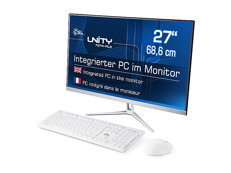 CSL Unity F27W-ALS, All-in-One-PC mit 27 Zoll Display, 16 GB RAM, 2000 GB SSD, Weiß