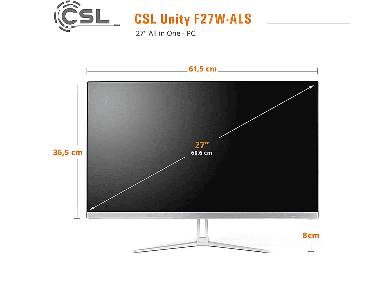CSL Unity F27W-ALS, All-in-One-PC mit 27 Zoll Display, 16 GB RAM, 2000 GB SSD, Weiß - Image 2