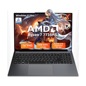 BLACKVIEW GamiBook 6 7735HS Mit US QWERTY Tastatur, Laptop, mit 16 Zoll Display, AMD Ryzen™ 7, 16 GB RAM, 512 GB SSD, AMD Radeon™ 680M, Grau, Windows 11 Pro