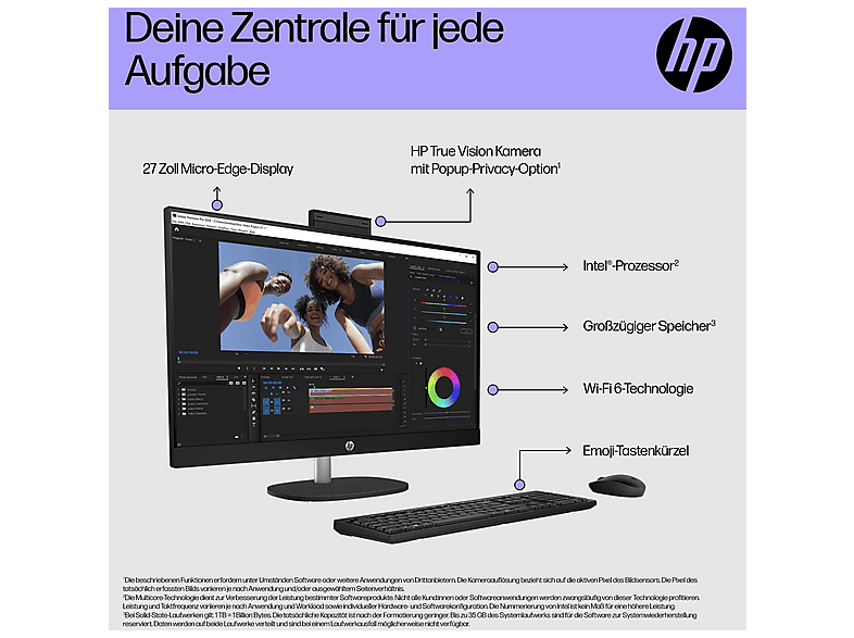 HP HP 27-cr0009ng All-in-One-PC 68,6 cm (27 Zoll), All in one PCs mit 27 Zoll Display, Intel® Core™ i5 Prozessor, 16 GB RAM, 512 GB SSD, schwarz - Image 6