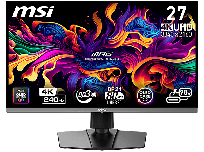 MSI MPG 272URX QD-OLED 27 Zoll UHD 4K Gaming Monitor 0,03 ms Reaktionszeit 240 Hz