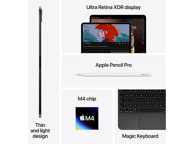 APPLE iPad Pro Cellular (2024), Tablet, 256 GB, 13 Zoll, Space Schwarz - Image 6