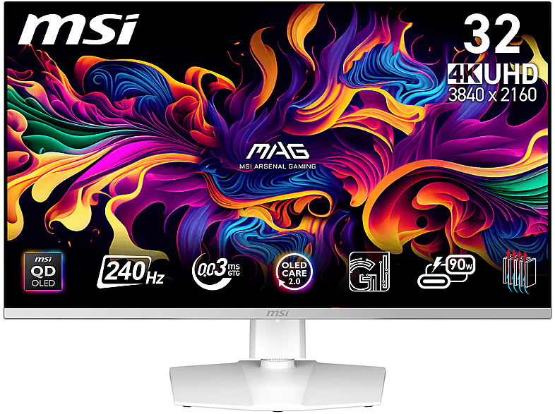 MSI MPG 321URXWDE QD-OLED 31,5 Zoll UHD 4K Gaming Monitor 0,03 ms Reaktionszeit 240 Hz