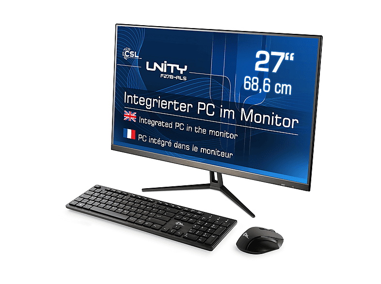 CSL Unity F27B-ALS, All-in-One-PC mit 27 Zoll Display, 16 GB RAM, 2000 GB SSD, Schwarz