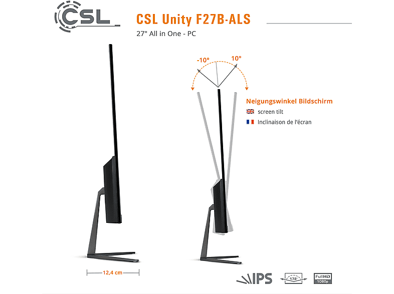 CSL Unity F27B-ALS, All-in-One-PC mit 27 Zoll Display, 16 GB RAM, 2000 GB SSD, Schwarz - Image 3